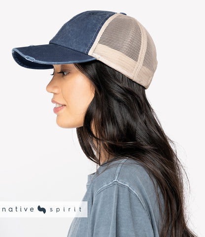 Native Spirit Washed Trucker Destroy Cap