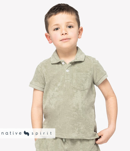 Native Spirit Kids Terry Towel Polo Shirt