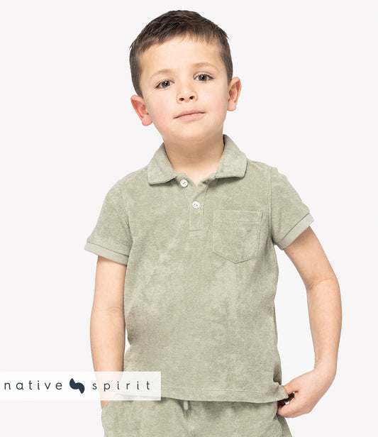 Native Spirit Kids Terry Towel Polo Shirt