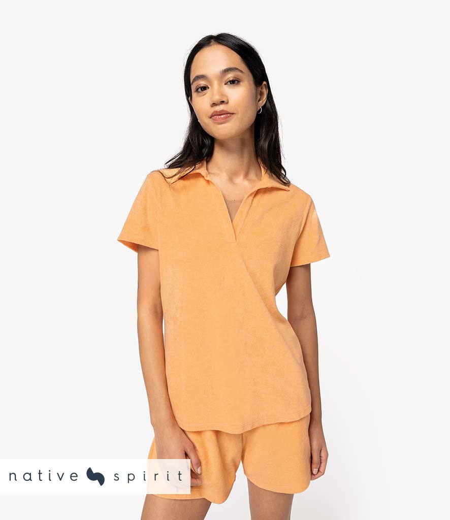 Native Spirit Ladies Terry Towel Polo Shirt