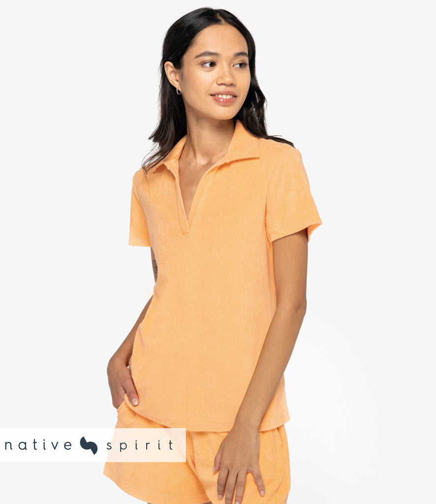 Native Spirit Ladies Terry Towel Polo Shirt