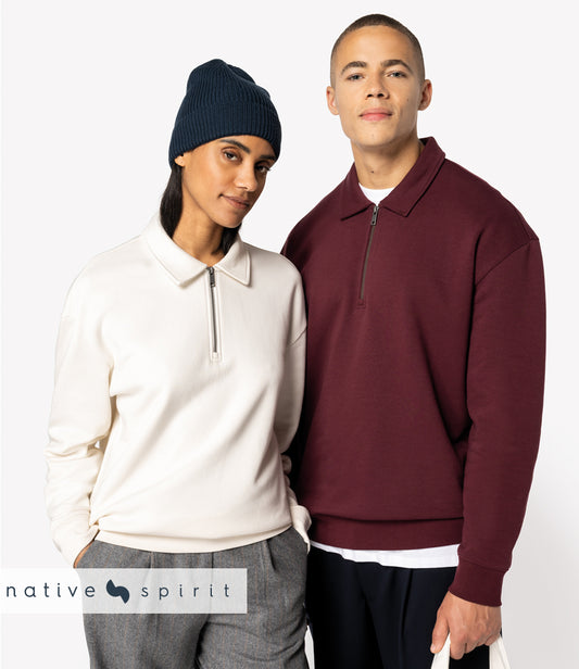 Native Spirit Unisex 1/4 Zip Sweatshirt with Polo Collar