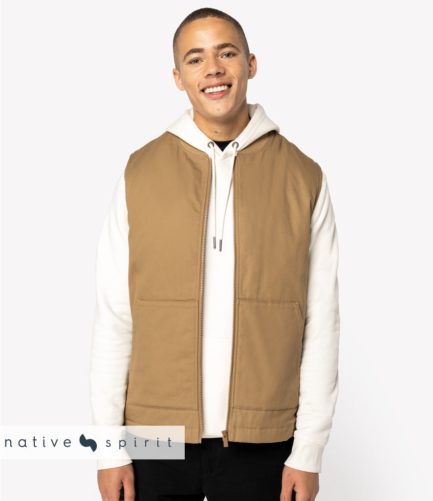 Native Spirit Unisex Twill Bodywarmer with Varsity Collar