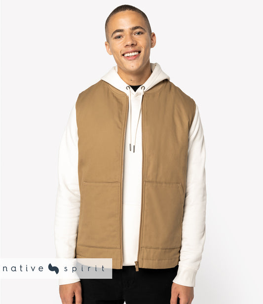 Native Spirit Unisex Twill Bodywarmer with Varsity Collar
